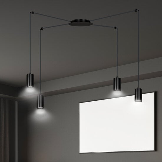 Emibig Emibig Vantaa medium black spider hanging lamp with 4 black tubes metal GU10 - Ideal lighting for your living room