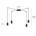 Vantaa suspension araignée moyenne noire avec 4 tubes noirs métal GU10