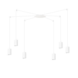 Emibig Vantaa lámpara colgante araña blanca ajustable con 6 tubos blancos de metal GU10