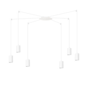Vantaa white adjustable spider hanging lamp with 6 white tubes metal GU10