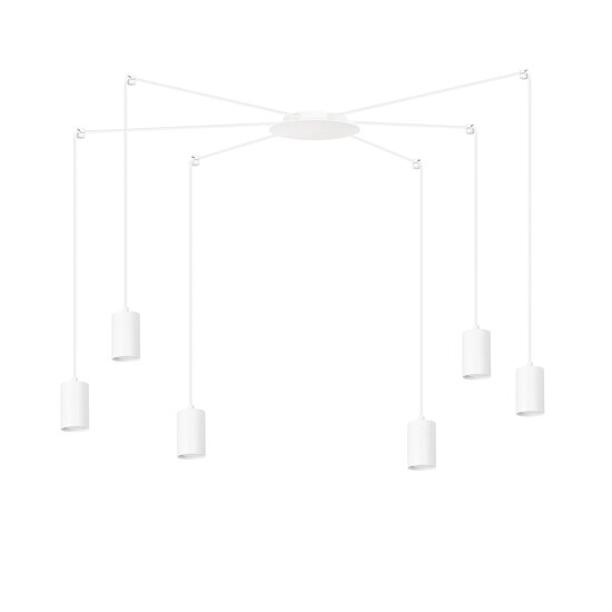 Vantaa white adjustable spider hanging lamp with 6 white tubes metal GU10