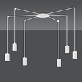 Vantaa white adjustable spider hanging lamp with 6 white tubes metal GU10