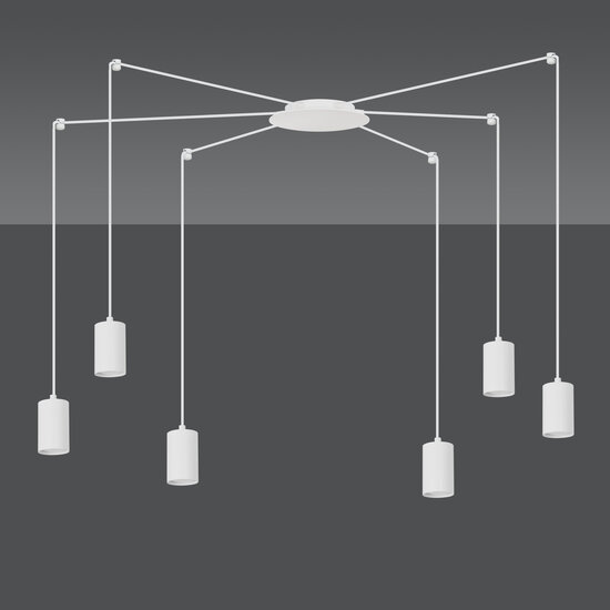 Vantaa white adjustable spider hanging lamp with 6 white tubes metal GU10