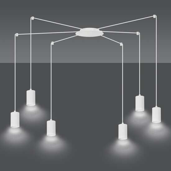 Vantaa white adjustable spider hanging lamp with 6 white tubes metal GU10