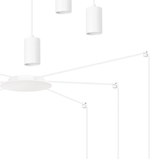 Vantaa white adjustable spider hanging lamp with 6 white tubes metal GU10