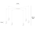 Vantaa white adjustable spider hanging lamp with 6 white tubes metal GU10