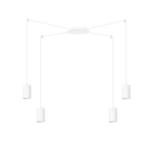 Vantaa medium witte spider hanglamp met 4 witte kokers metaal GU10
