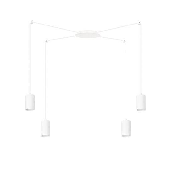 Vantaa medium witte spider hanglamp met 4 witte kokers metaal GU10