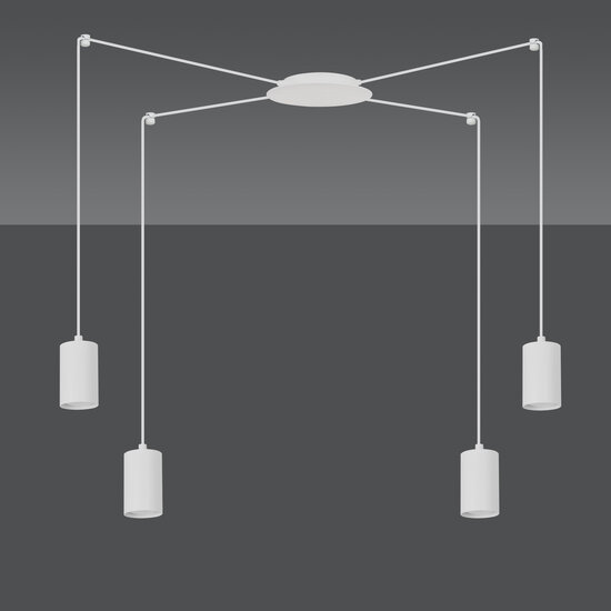 Vantaa medium white spider hanging lamp with 4 white tubes metal GU10