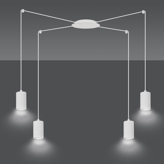 Vantaa medium white spider hanging lamp with 4 white tubes metal GU10