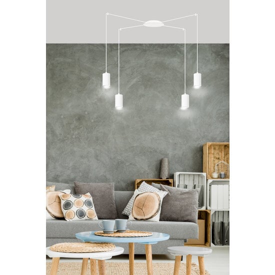 Emibig Emibig Vantaa medium white spider hanging lamp with 4 white tubes metal GU10 - Ideal for modern interiors