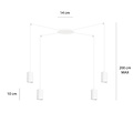 Vantaa medium white spider hanging lamp with 4 white tubes metal GU10
