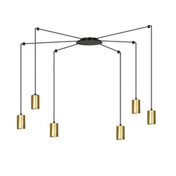 Suspension araignée orientable Turku dorée et noire avec 6 tubes dorés métal GU10