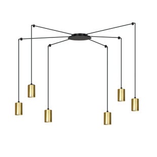 Emibig Turku goud en zwarte regelbare spider hanglamp met 6 gouden kokers metaal GU10