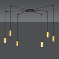 Turku goud en zwarte regelbare spider hanglamp met 6 gouden kokers metaal GU10