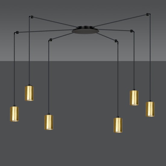 Emibig Emibig Turku gold and black adjustable spider hanging lamp with 6 gold tubes metal GU10 - Create a stylish ambiance in your home