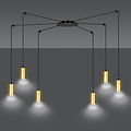 Turku goud en zwarte regelbare spider hanglamp met 6 gouden kokers metaal GU10