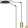 Lámpara colgante araña orientable Turku oro y negro con 6 tubos dorados metal GU10