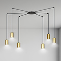 Turku goud en zwarte regelbare spider hanglamp met 6 gouden kokers metaal GU10