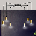 Turku goud en zwarte regelbare spider hanglamp met 6 gouden kokers metaal GU10