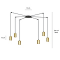 Emibig Emibig Turku goud en zwarte regelbare spider hanglamp met 6 gouden kokers metaal GU10 - Creëer een sfeervolle ambiance in uw interieur