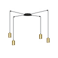 Turku medium zwarte spider hanglamp met 4 gouden kokers metaal GU10