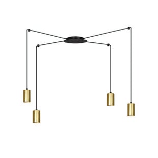 Emibig Turku medium black spider hanging lamp with 4 gold tubes metal GU10