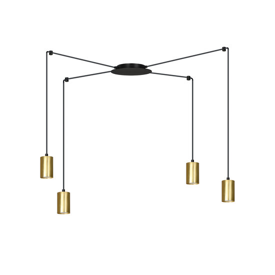 Emibig Emibig Turku medium black spider hanging lamp with 4 gold tubes metal GU10 - Ideal for modern home decor