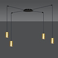 Turku medium black spider hanging lamp with 4 gold tubes metal GU10