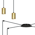 Turku medium black spider hanging lamp with 4 gold tubes metal GU10