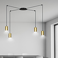Turku medium black spider hanging lamp with 4 gold tubes metal GU10