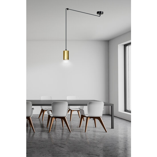 Emibig Emibig Turku colgante negro ajustable GU10 con manguito dorado descentralizable - Iluminación perfecta para cualquier espacio