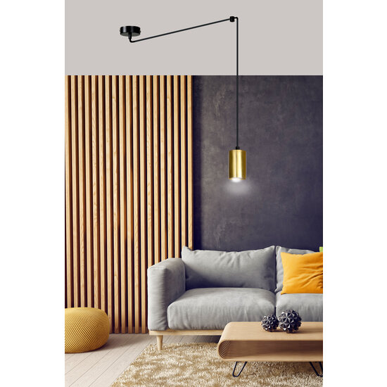 Turku adjustable black pendulum GU10 gold sleeve decentralizable