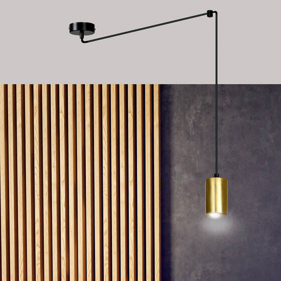 Emibig Emibig Turku colgante negro ajustable GU10 con manguito dorado descentralizable - Iluminación perfecta para cualquier espacio