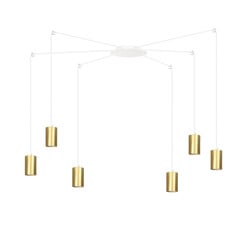 Emibig Lampe suspendue araignée blanche réglable Turku avec 6 tubes dorés métal GU10