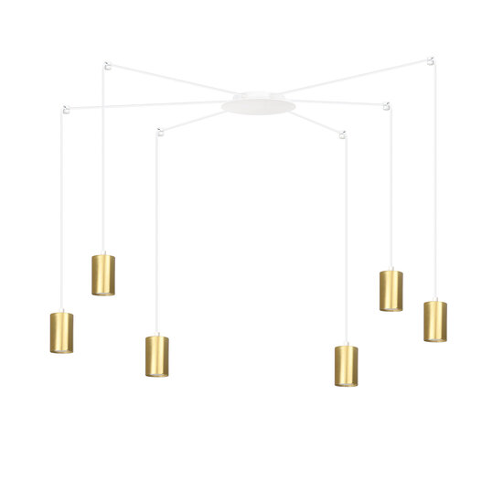 Emibig Emibig Lámpara colgante araña blanca ajustable Turku con 6 tubos dorados de metal GU10 - Perfecta para cualquier espacio moderno
