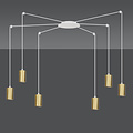 Turku white adjustable spider hanging lamp with 6 gold tubes metal GU10