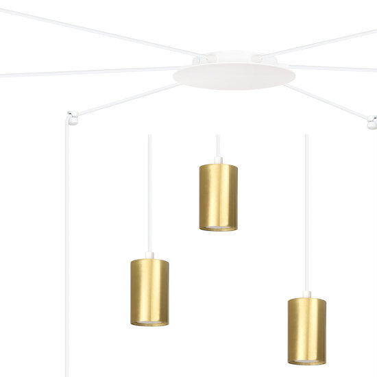 Emibig Emibig Lampe suspendue araignée blanche réglable Turku avec 6 tubes dorés métal GU10 - Parfaite pour tout espace moderne