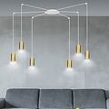 Turku white adjustable spider hanging lamp with 6 gold tubes metal GU10