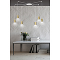 Turku white adjustable spider hanging lamp with 6 gold tubes metal GU10