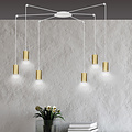 Turku white adjustable spider hanging lamp with 6 gold tubes metal GU10