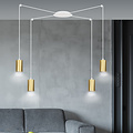 Turku medium witte spider hanglamp met 4 gouden kokers metaal GU10