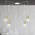 Turku medium witte spider hanglamp met 4 gouden kokers metaal GU10