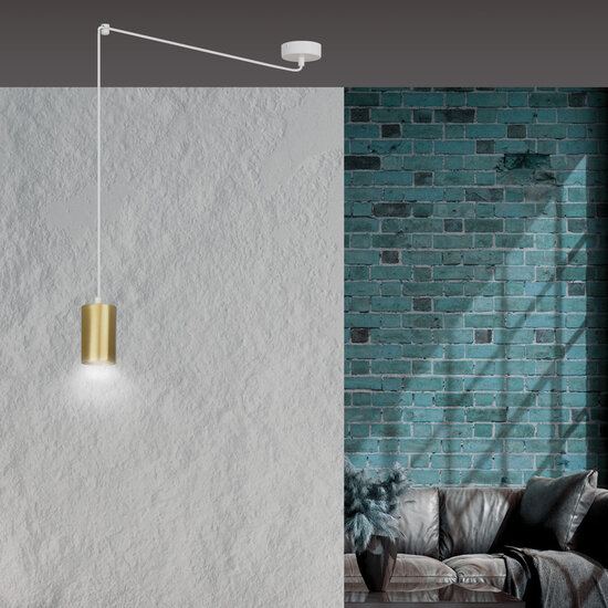 Emibig Emibig Turku witte met gouden regelbare pendelende GU10 koker decentraliseerbaar - Perfecte verlichting voor elke ruimte