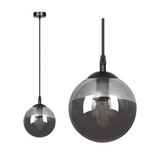 Billund black ball 14 cm hanging lamp with smoked glass E14