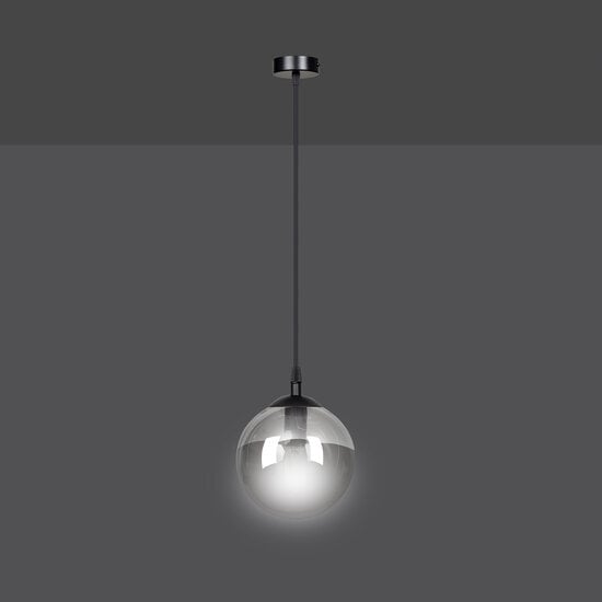 Emibig Emibig Billund black ball 14 cm hanging lamp with smoked glass E14 - Ideal for modern interiors