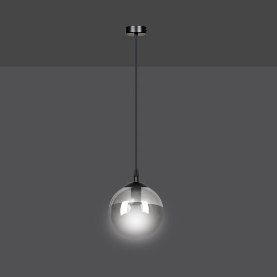 Emibig Emibig Billund noir boule 14 cm lampe suspendue avec verre fumé E14 - Idéale pour les intérieurs modernes