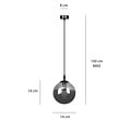 Emibig Emibig Billund black ball 14 cm hanging lamp with smoked glass E14 - Ideal for modern interiors