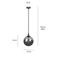 Emibig Emibig Billund schwarze Kugel 14 cm Hängeleuchte mit Rauchglas E14 - Ideal für moderne Innenräume