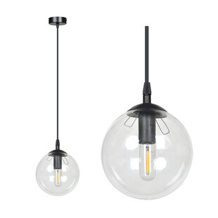 Lampe suspendue Billund noire avec ampoule transparente 14 cm pour lampe E14